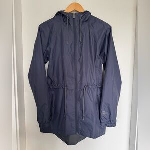 Columbia Waterproof Hooded Rain Jacket | Blue Lightweight Spring Coat | US SM